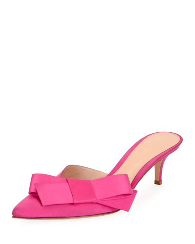 Gianvito Rossi Satin Bow 55mm Slide Mule Fuchsia bow mules holidays winter