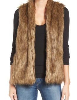 HINGE Faux Fur Vest Tan Brown Faux Fur vests winter holidays