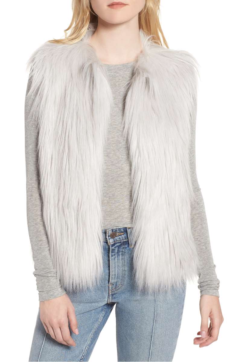Heurueh Riko Faux Fur Vest Silver faux fur vests women winter holidays