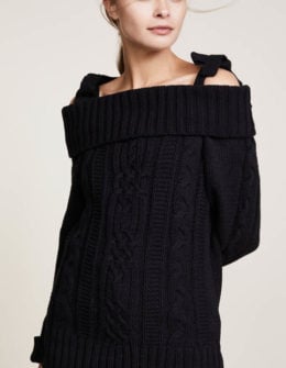 J.O.A. Cold Shoulder Sweater Cable Knit Black cold shoulder sweaters under 100 dollars