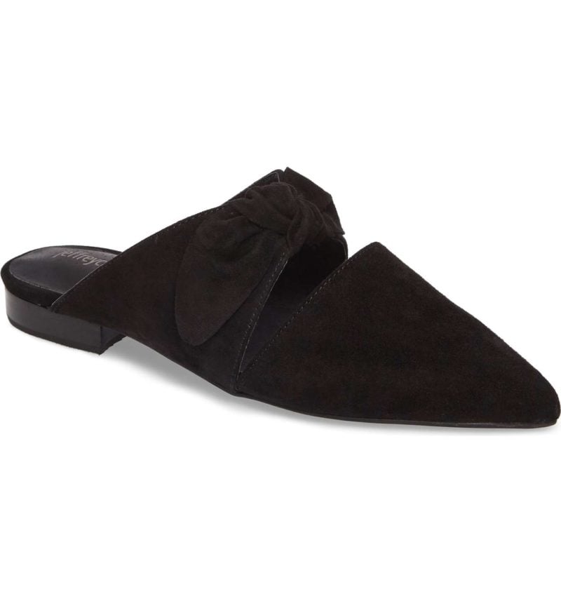 JEFFREY CAMPBELL Charlin Bow Mule Black Suede bow mules winter holidays