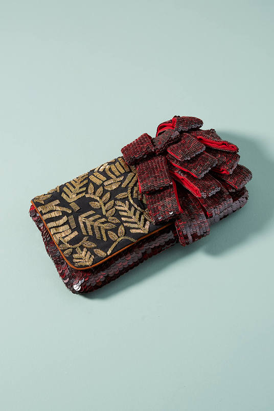 Jamin Puech Saskia Shoulder Bag Burgundy sequin clutch bags holiday party new year's eve 2017