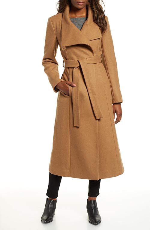 KENNETH COLE NEW YORK Fencer Melton Wool Maxi Coat Camel winter peacoats