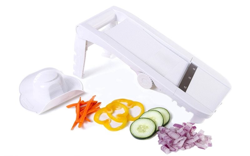 Kitchen + Home Mandoline Slicer - All Purpose Adjustable 5 in 1 Slicer, Julienne Slicer, Waffle Cutter and Safety Holder kitchen gadgets moms holiday gifts