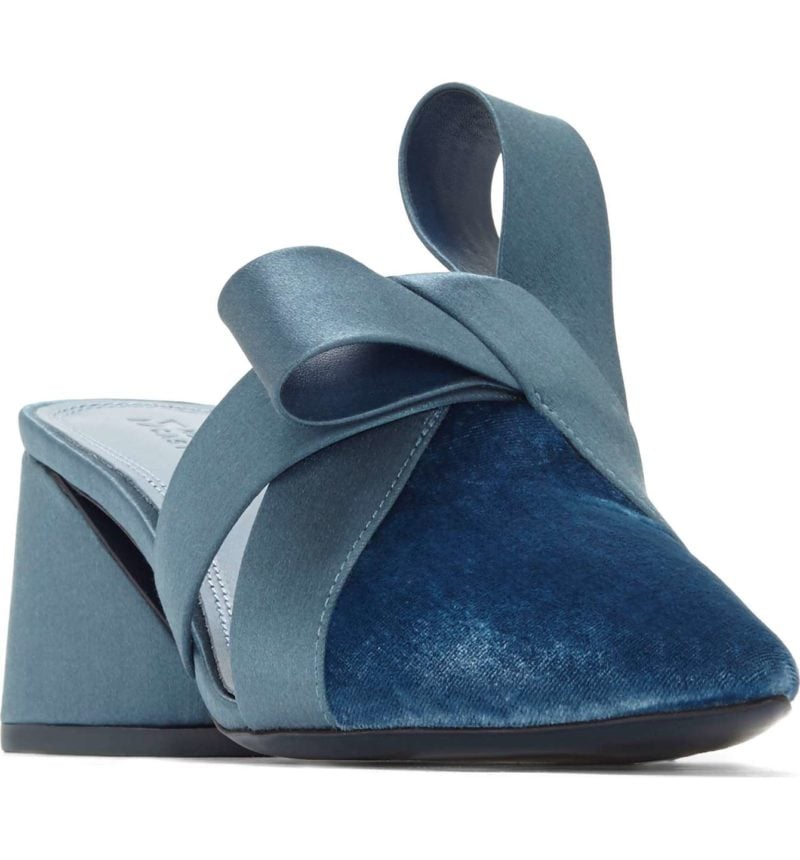 MERCEDES CASTILLO Blanche Mule Steel Blue holidays winter bow mules 