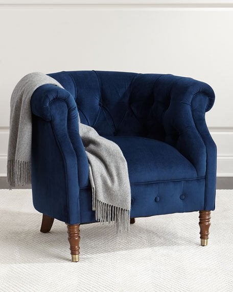 Martyn Club Chair Navy Blue tufted chair horchow friends and family sale holiday 2017