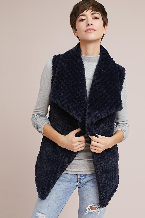 NVLT Stella Faux Fur Vest Navy Blue faux fur vests holidays winter women