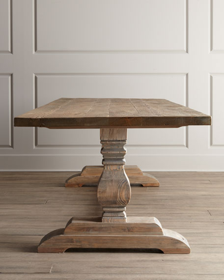 Natural Trestle Dining Table Reclaimed Pine horchow friends and family holiday sale