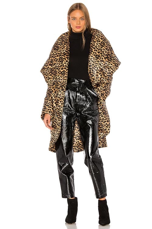 Norma Kamali Shawl Collar Coat Golden Leopard print coats women