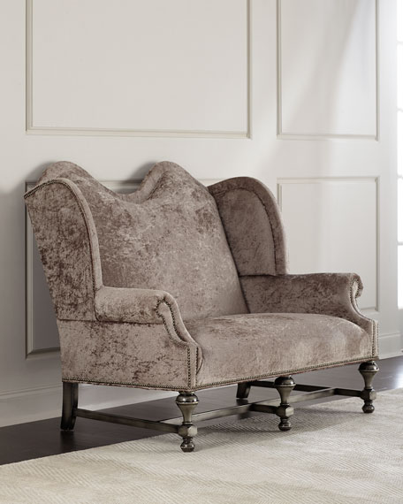 Old Hickory Tannery Bartel Crusted Settee Taupe horchow friends and family sale
