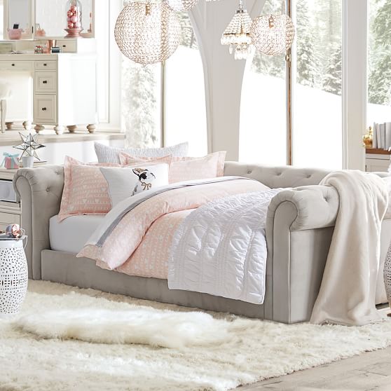 PBteen Cushy Roll-Arm Tufted Daybed pottery barn teen sale of the season 