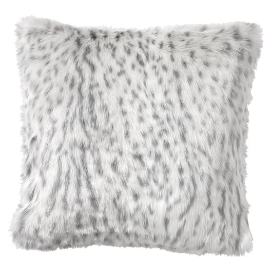 PBteen Faux-Fur Pillow Cover, Gray Leopard sale of the season