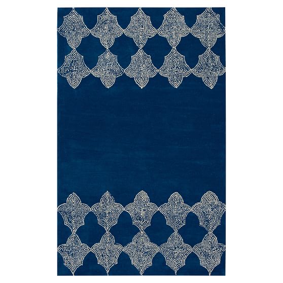 PBteen Moroccan Tile Border Rug Royal Navy Blue pbteen pottery barn teen sale of the season holiday gifts