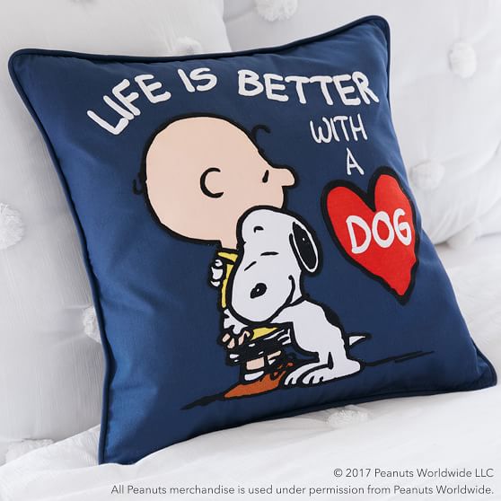 PBteen Peanuts® Life Is Better With A Dog Pillow Cover pottery barn teen holiday season sale