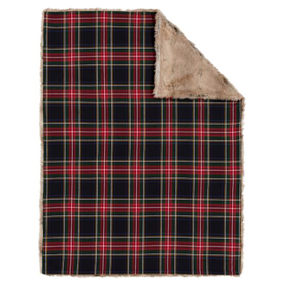 PBteen Reversible Faux-Fur Flannel Throw pottery barn teen sale of the season