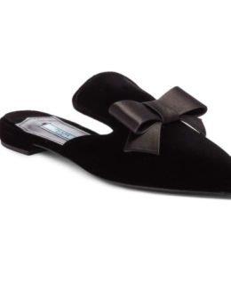 PRADA Bow Mule Black Velvet bow mules holiday winter