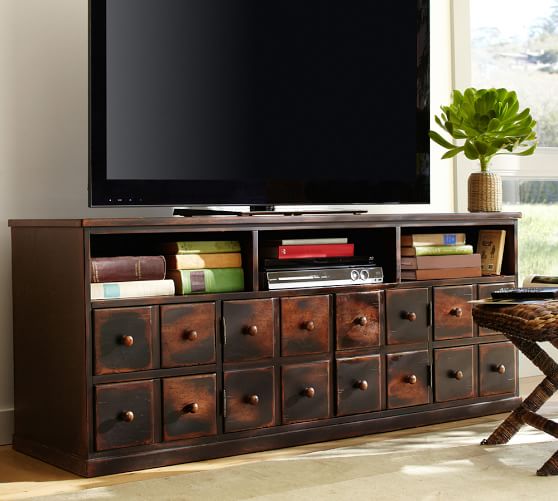 Pottery Barn ANDOVER MEDIA CONSOLE Weathered Walnut pottery barn holiday furniture sale