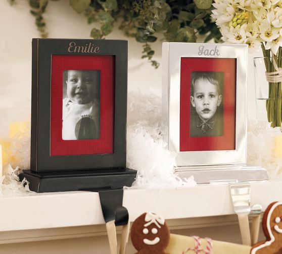 Pottery Barn ENGRAVABLE FRAME STOCKING HOLDER pottery barn winter warehouse sale
