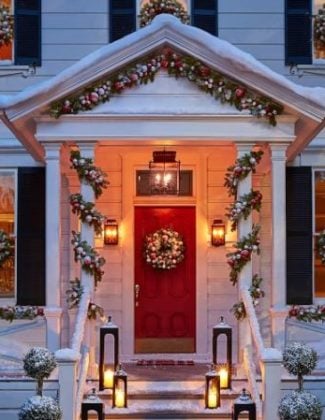 Pottery Barn INDOOR/OUTDOOR ORNAMENT PINE RED & SILVER DECOR pottery barn winter warehouse sale