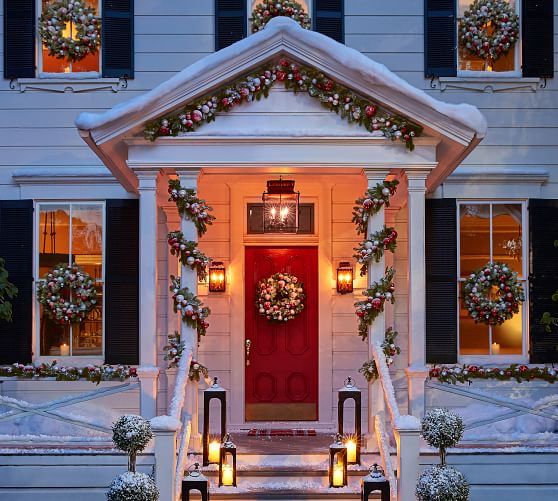 Pottery Barn INDOOR/OUTDOOR ORNAMENT PINE RED & SILVER DECOR pottery barn winter warehouse sale