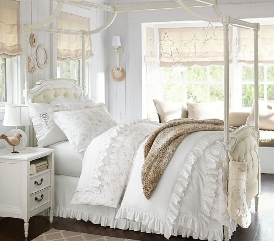 Pottery Barn Kids Blythe Tufted Canopy Bed Vintage Simply White pottery barn kids buy more save more sale