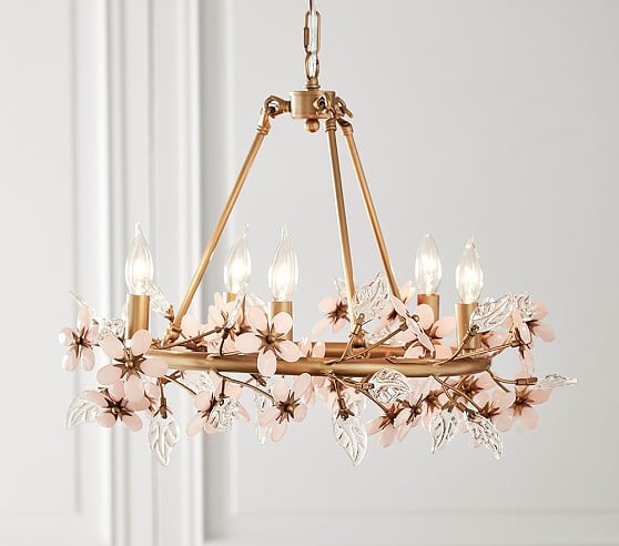 Pottery Barn Kids Grace Flower Chandelier Antique Gold Pink Clear pottery barn kids buy more save more sale