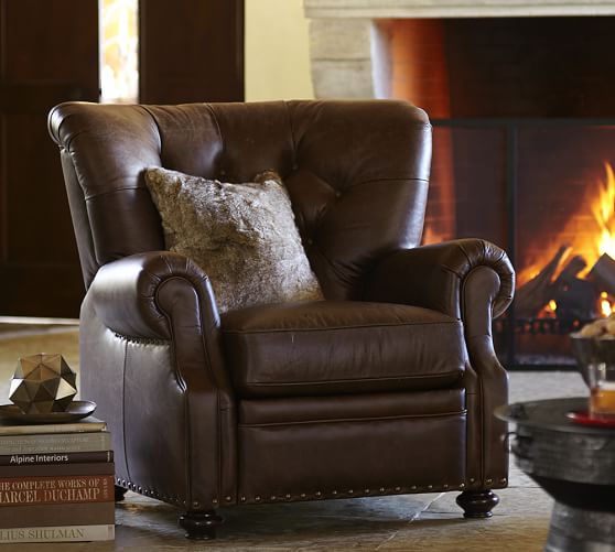 Pottery Barn LANSING LEATHER ARMCHAIR TUFTED NAILHEAD TRIM Pottery barn holiday gifts buy more save more sale
