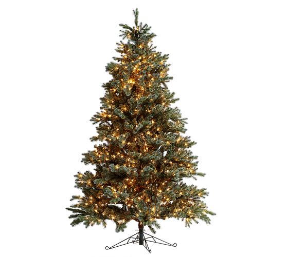Pottery Barn LIT FAUX BLUE SPRUCE TREES pottery barn winter warehouse sale