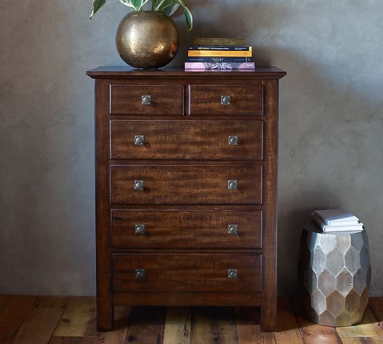 Pottery Barn MASON TALL DRESSER Rustic Mahogany Stain pottery barn winter warehouse sale