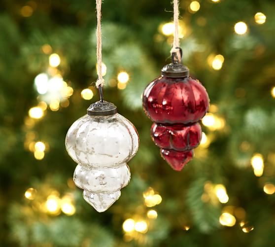 Pottery Barn MERCURY ORNAMENT SET, MIXED SET OF 6 pottery barn winter warehouse sale