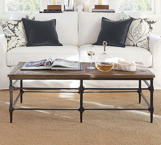 Pottery Barn PARQUET RECLAIMED WOOD RECTANGULAR COFFEE TABLE Eco-Friendly pottery barn holiday furniture sale