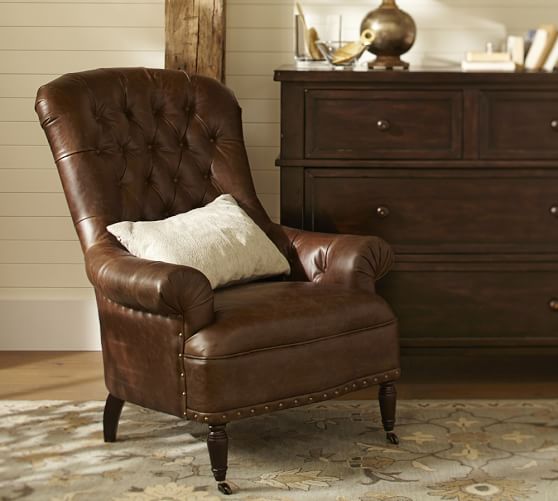 Pottery Barn RADCLIFFE TUFTED LEATHER ARMCHAIR Pottery barn holiday gifts buy more save more sale