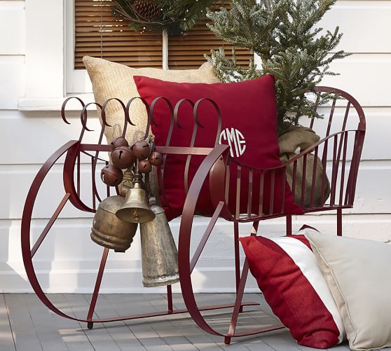 Pottery Barn RED METAL SLEIGH pottery barn winter warehouse sale