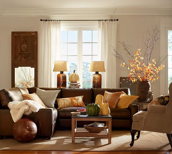 Pottery Barn TURNER SQUARE ARM LEATHER 3-PIECE L-SHAPED SECTIONAL WITH CORNER leather burnished walnut pottery barn winter warehouse sale 