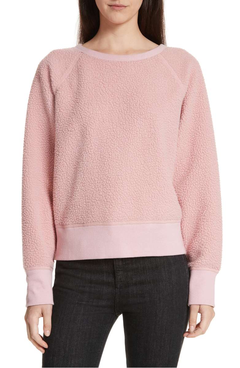 RAG & BONE/JEAN Fleece Pullover Greyed Pink fleece pullovers winter holidays women