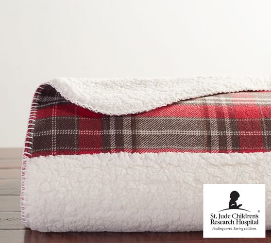 ST. JUDE THANKS AND GIVING® LANDON PATCHWORK SHERPA OVERSIZE THROW Pottery Barn winter warehouse sale