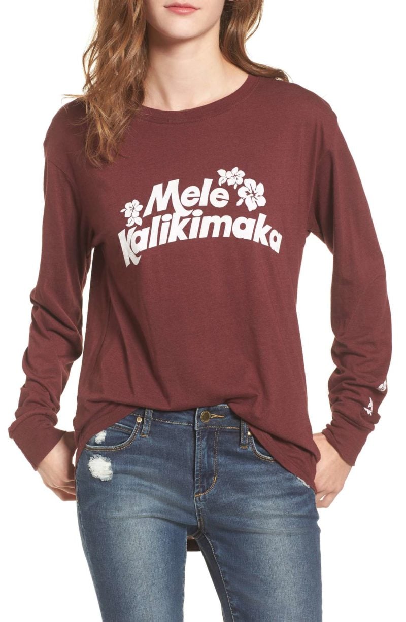 SUB_URBAN RIOT Thing To Say Camp Tee Mele Kalikimaka Red holiday shirts for women christmas