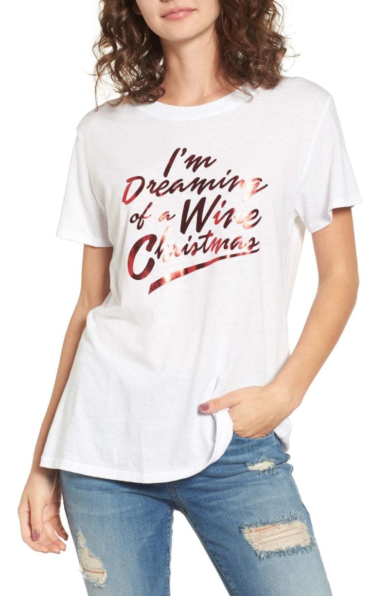 Sub_Urban Riot Wine Christmas Graphic Tee I'm dreaming of a wine christmas trendy holiday shirts women christmas