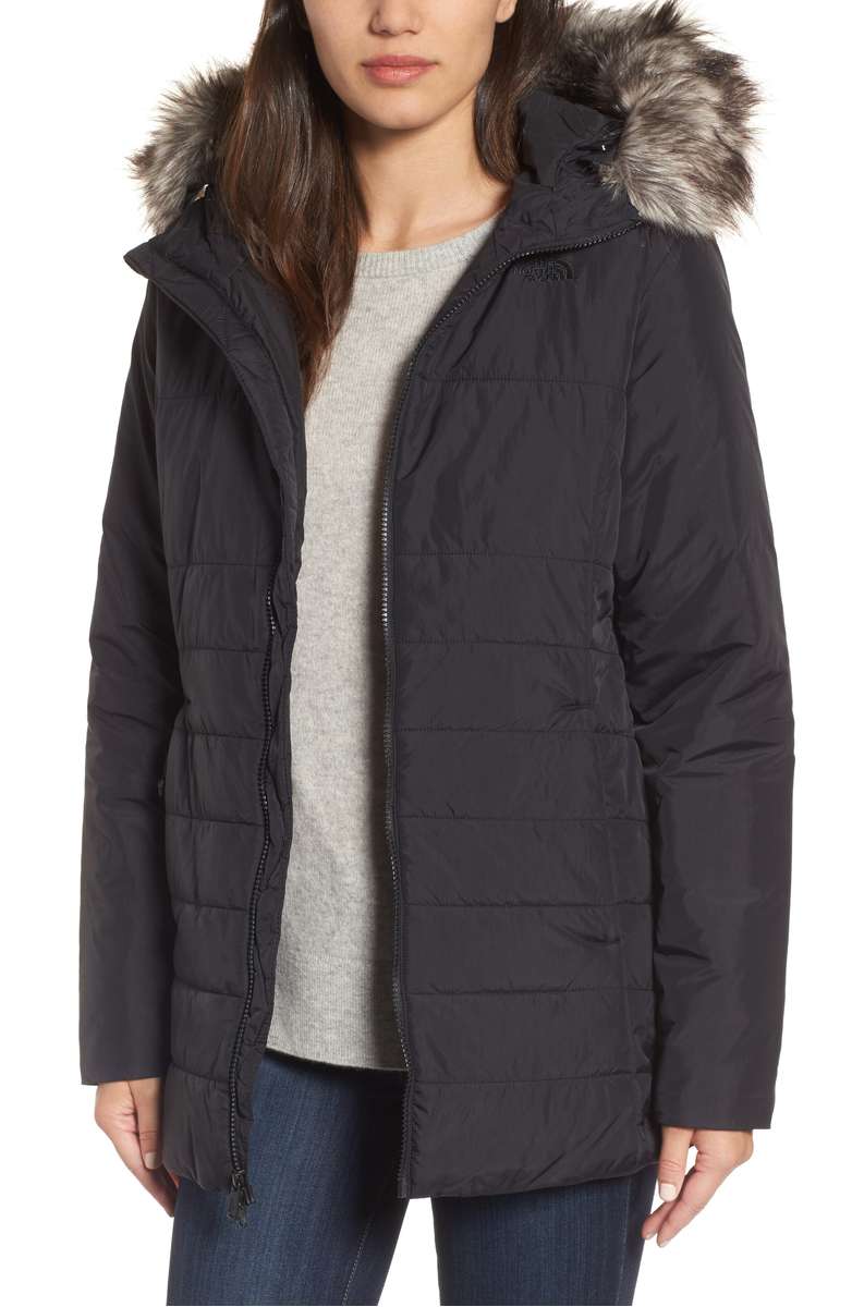 THE NORTH FACE Harway Heatseeker™ Water-Resistant Jacket with Faux Fur Trim Tnf Black parkas with faux fur trim winter women 2018