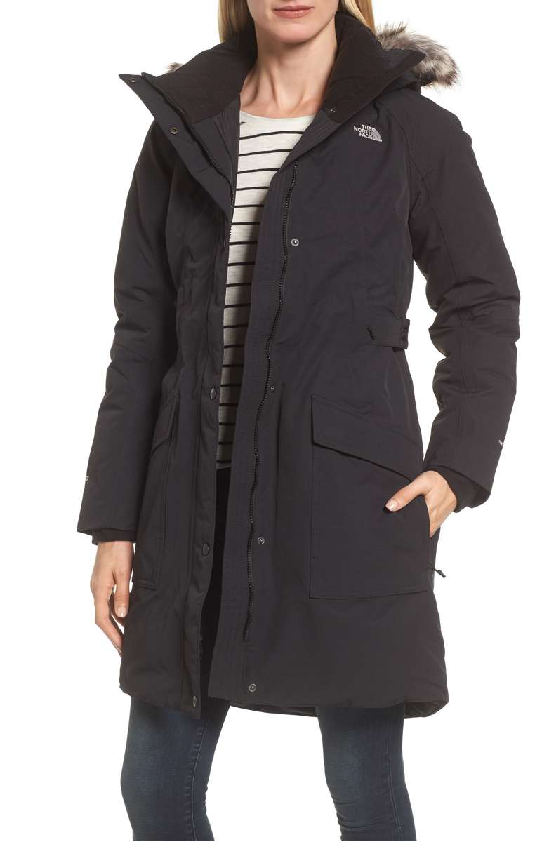 THE NORTH FACE Outer Boroughs Waterproof 550-Fill Power Down Parka with Faux Fur Trim TnF Black parkas with faux fur trim women winter 2018