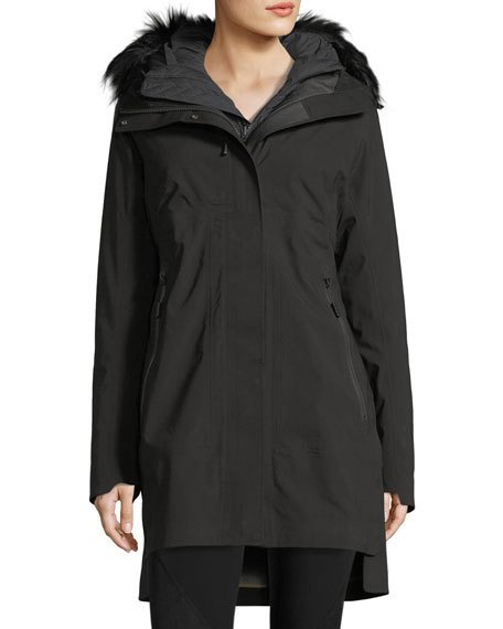 The North Face Triclimate Hooded Zip-Front Parka Jacket w/ Faux-Fur parkas with faux fur trim winter women 2018