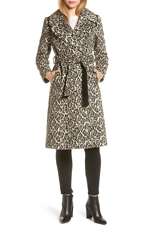 VIA SPIGA Leopard Print Wrap Coat winter