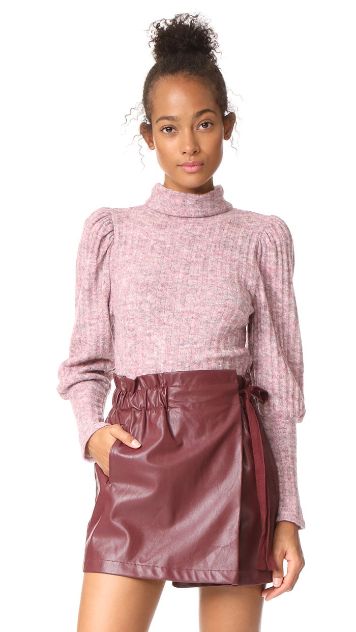 WAYF Vera Mock Neck Pullover Berry Heather mock neck sweaters holidays winter