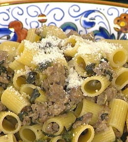 Watch Lidia Bastianich show Hoda Kotb how to make Mezzi Rigatoni with Sausage and Escarole on the Monday, December 25, 2017 episode of the Today show! This is the perfect dish for Christmas dinner, New Year's Eve and more.