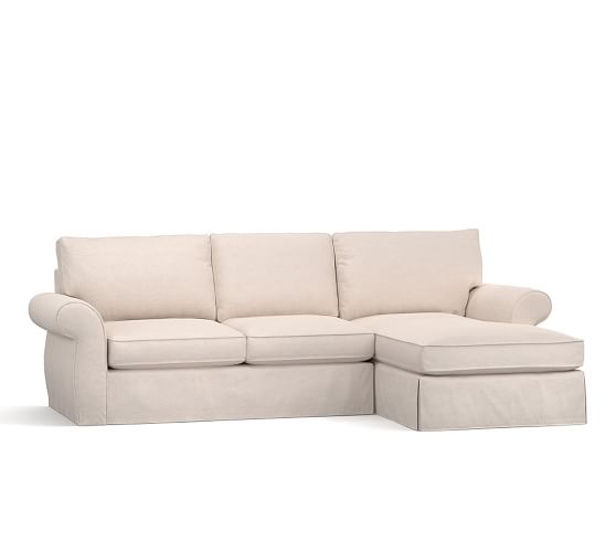 Pottery Barn PEARCE SLIPCOVERED SOFA WITH CHAISE SECTIONAL pottery barn sectionals sale