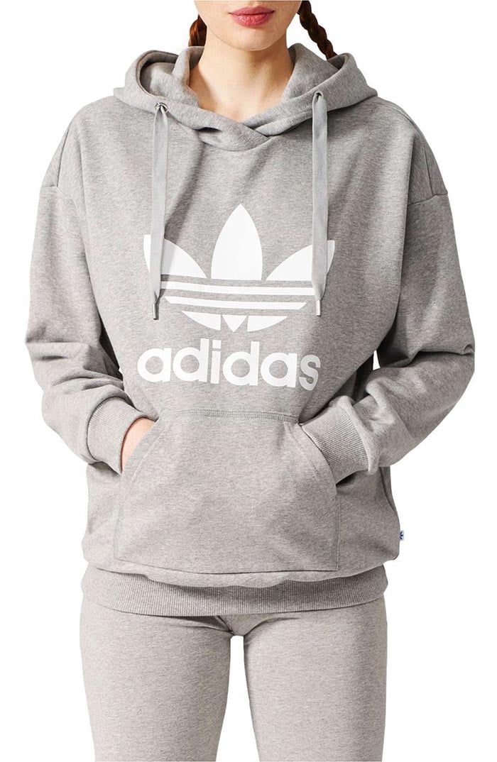 ADIDAS Originals Logo Hoodie Medium Grey Heather sienna miller celebrity fashion