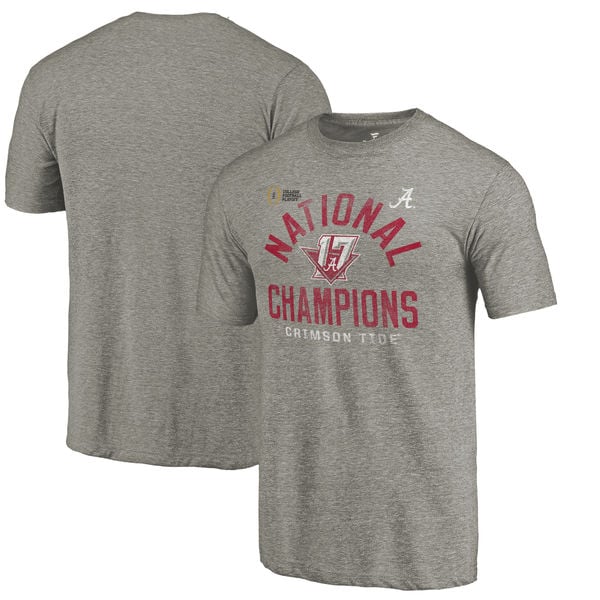 Alabama Crimson Tide Fanatics Branded College Football Playoff 2017 National Champions Long Snap Tri-Blend T-Shirt – Gray alabama crimson tide 2018 NCAA national champions shirts locker room hats