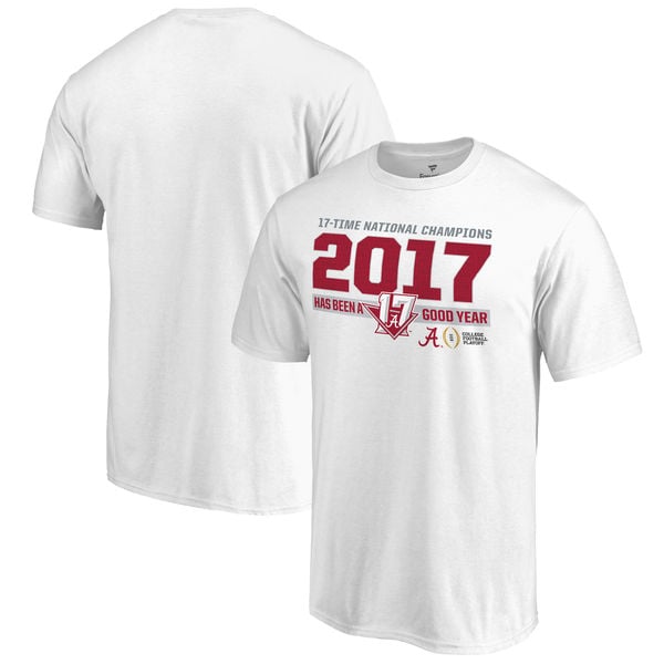 Alabama Crimson Tide Fanatics Branded College Football Playoff 2017 National Champions Offside T-Shirt – White alabama crimson tide 2018 NCAA national champions shirts locker room hats