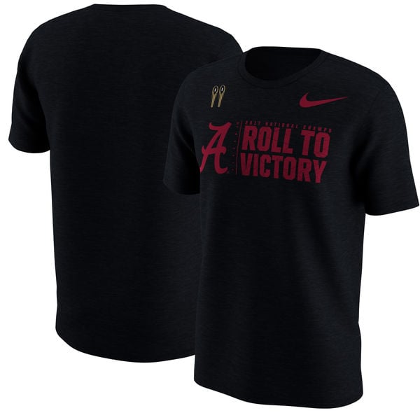 Alabama Crimson Tide Nike College Football Playoff 2017 National Champions Celebration Slogan T-Shirt – Black alabama crimson tide 2018 NCAA national champions shirts locker room hats