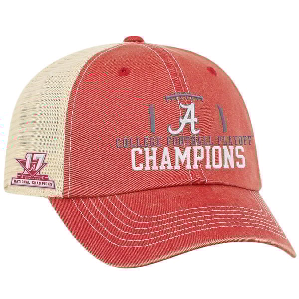 Alabama Crimson Tide Top of the World College Football Playoff 2017 National Champions Dirty Mesh Adjustable Trucker Hat – Crimson alabama crimson tide 2018 NCAA national champions shirts locker room hats